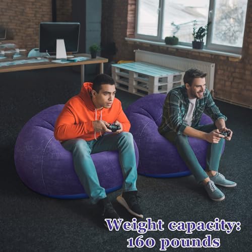 Image of Realspring Inflatable Bean Bag Chairs Outdoor Blow up Camping Chairs Inflatable Lazy Sofa Folding Portable Bean Bag Loungers Couch for Movie Night(Blue,12 Pcs)