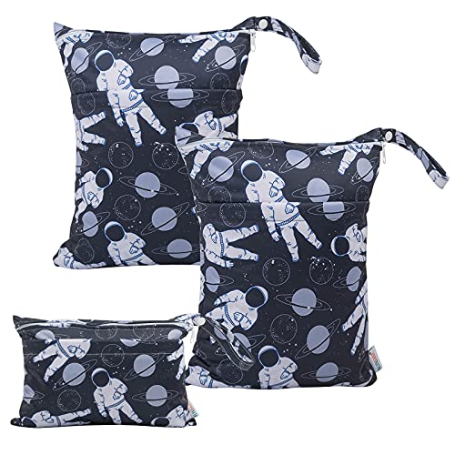 Image of ALVA ALVABABY 3pcs Baby Cloth Diaper Wet/Dry Bags|Waterproof Reusable with Two Pockets|Travel, Beach, Pool, Daycare, Soiled Baby Items,Yoga,Gym Bag for Swimsuits or Wet Clothes 3L-YX68