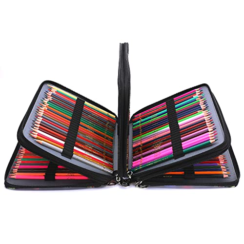 Image of Vomgomfom 200 Slots Pencil Case 4-Layer PU Leather, Handle, Black