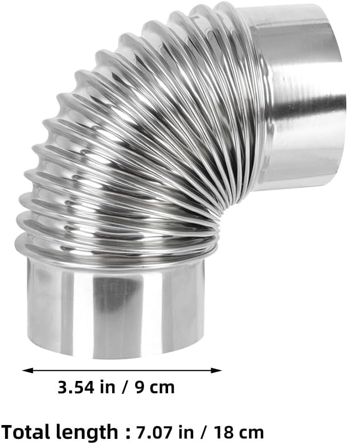 Mikikit Stainless Steel Air Duct Accessories - 90 Degree Elbow Pipe for Wood Stove 7.08 Inch Durable Exhaust Chimney Flue Connector for Outdoor Use