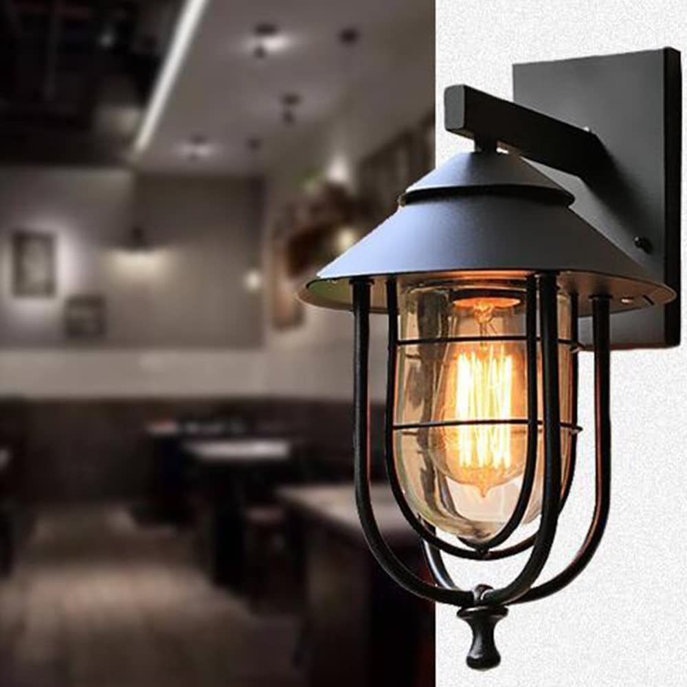 Mengjay Wall Lamp Vintage Wall Lantern Light E27 Retro Wall Sconce Light Fixture for Garden Porch Bar Pathway,Coffee Room Outdoor Wall Light Wall Sconce IP23 Waterproof Wall Lantern（29x30cm）