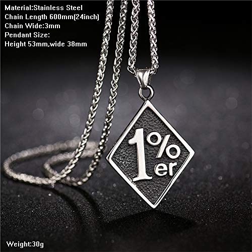 FIZIZDH Men's Cool Stainless Steel 1% er Pendant Necklace, 24 inch Keel Link Chain3