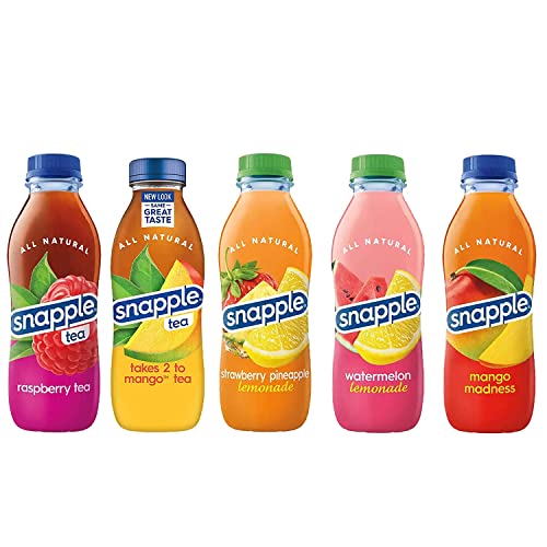 BEEQ BOX - (Pack of 10) Snapple Juice Variety Drinks | 10 Different Flavors : half and half, kiwi strawberry, mango madness, raspberry, lemon, mango, peach, lemonade watermelon, black cherry lemonade, strawberry pineapple lemonade | 16 Fl Oz Plastic Bottl - Thumbnail 2