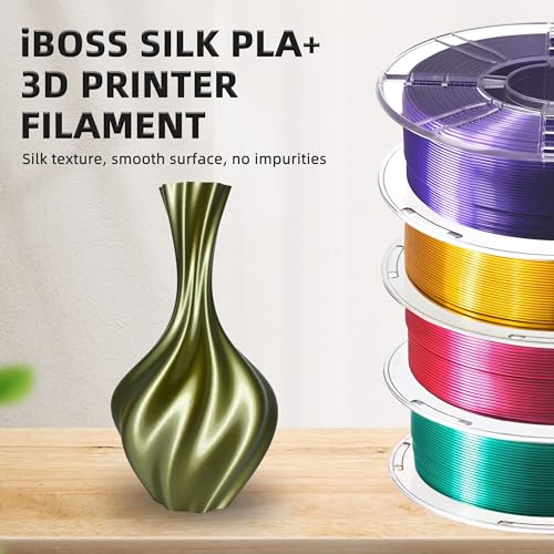 Image of iBOSS 3D Printer Silk Filament, Shiny Silk PLA+ Filament 1.75mm, Smooth Silky Surface PLA Plus, Great Easy to Print for 3D Printers, Dimensional Accuracy + /- 0.02mm, Silk Olive Gold 1KG