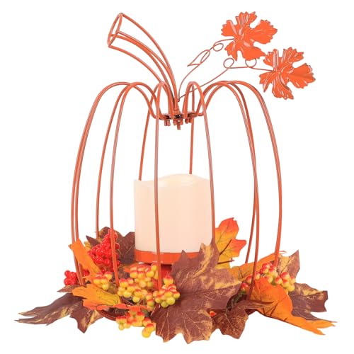 NEEDOMO Fall Pumpkin Tealight Candle Holder, Orange Wrought Iron ...