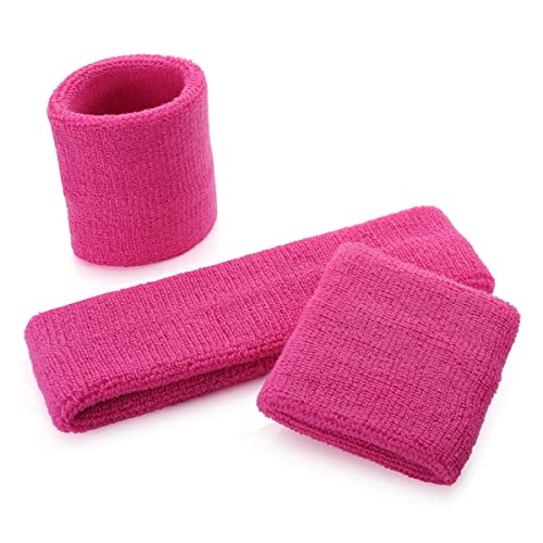 Image of ONUPGO Sweatband Set Sports Headband Wristband Set Sweatbands Terry Cloth Wristband Wrist Sweatband Headbands Moisture Wicking Sweat Absorbing Head Band