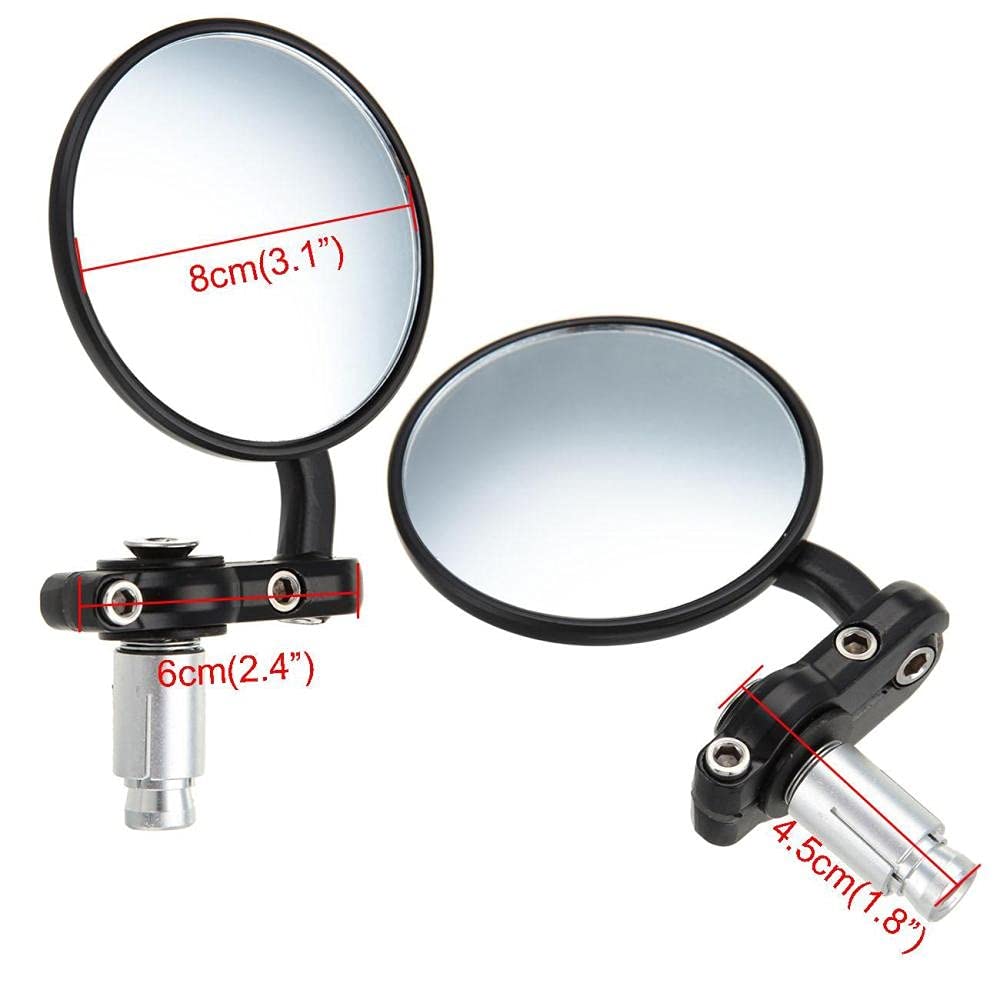 espejos retrovisores de motocicleta, Espejo de manillar de la motocicleta, motocicleta 3 "redondo de 7/8" 22 mm manillar, espejos de extremo de la vista trasera, espejo, señales de giro, compatibles c