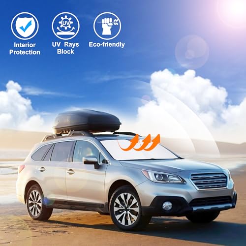 Image of Windshield Sun Shade Custom Fit for 2010-2014 Subaru Outback Wagon Accessories Foldable Sunshade Sun Blocker Protect Car from Sun Rays & Heat Damage Keep Car Cooler