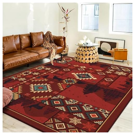 BEIMO Area Rugs for Living Room 3x5 Christmas Rug, Machine Washable Bedroom Holiday Decor Southwest Wildlife Print Cover Dining Room Rug Nature, Non Slip Medium Pile Carpet with Gripper