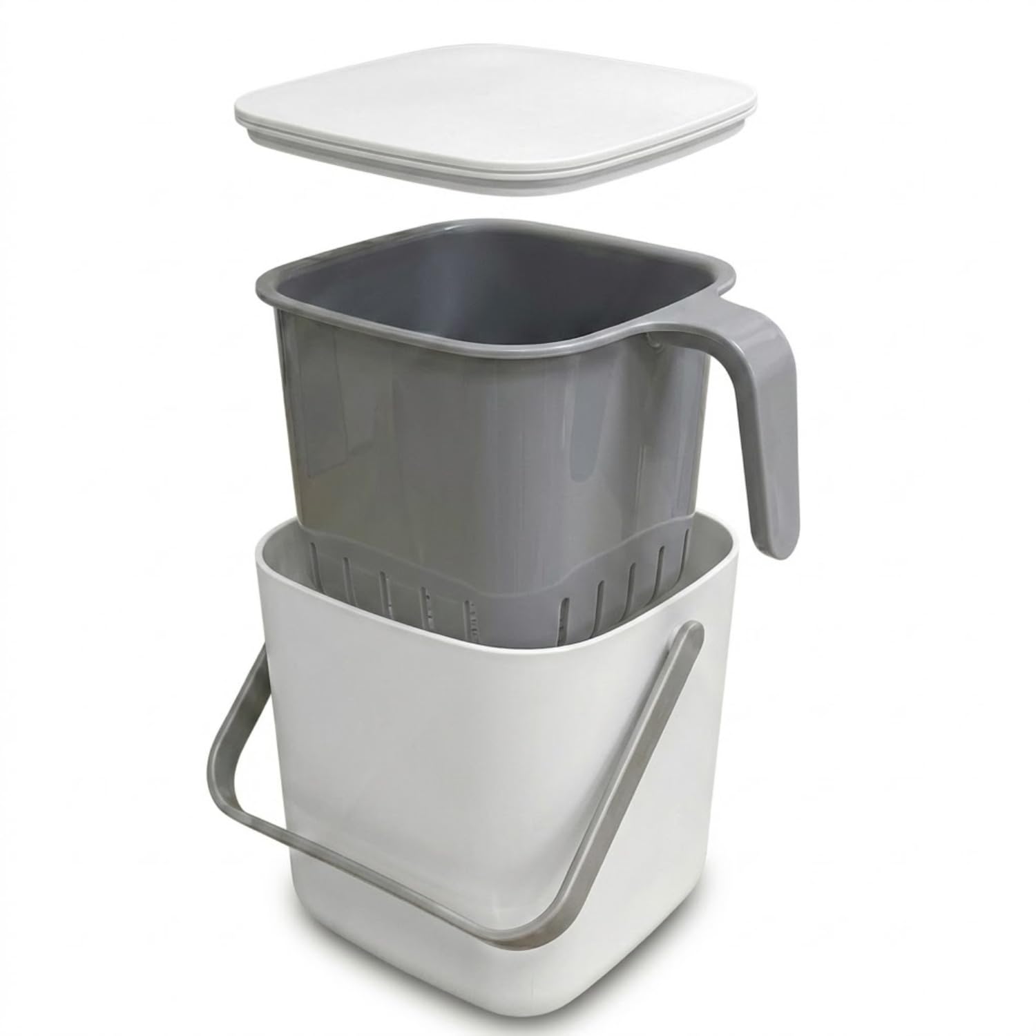 EasyCookAsia Küchen Bio-Mülleimer 5L – Geruchsdichter Komposteimer mit Sieb & Deckel – Spülmaschinenfest – Kompakter Bioabfallbehälter für die Arbeitsplatte