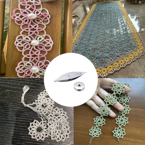 Image of 2pcs Stainless Steel Tatting Shuttle Kit Hand Lace-Making Craft Tool Metal Tatting Shuttle for Knitting, Weaving Machine (Silver)