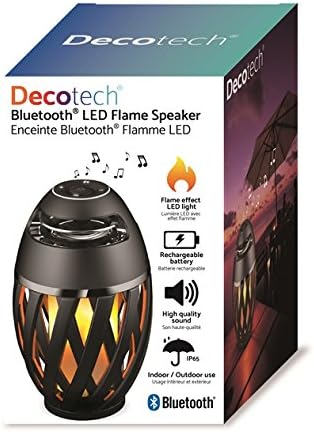 Lexibook Decotech LED Flame Bluetooth Stereo Speaker, 10W, rechargeable battery, black/yellow, BTL075