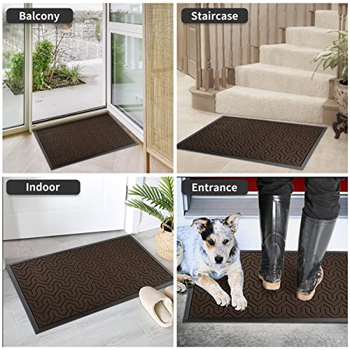 Yimobra Door Mat, All-Season Outdoor Indoor Durable Doormat for Home Entrance Floor, Heavy Duty Non Slip Front Door Mats Outdoor, Easy to Clean, Garage and Garden, 29.5 x 17 Inch, Brown