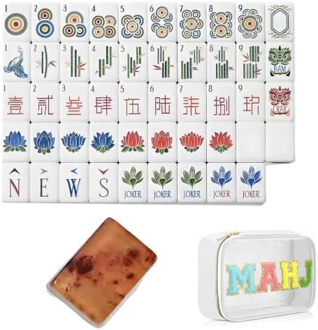American Mahjong Set, 160 PCS Acrylic Tiles Complete Classic Game with Bag