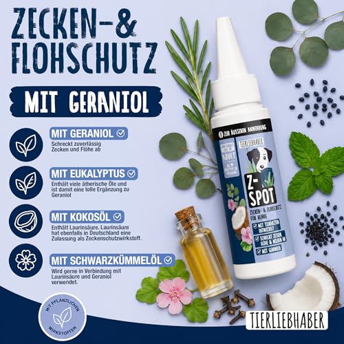 Zeckenschutz Hund Z-Spot mit Geraniol – Pflanzliches Zeckenmittel für Hunde