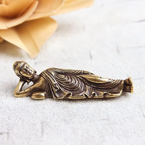 Ximimark 2 Pcs Solid Pure Brass Buddha Small Ornament Figurines Antique Copper Guanyin Sleeping Buddha Statue Desk Decorations Home Decor Craft #TOP7