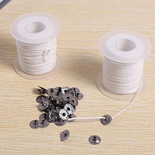 Herramientas para Velas DIY, 2 rollos de mecha trenzada de algodón y 200 bases miniatura 6