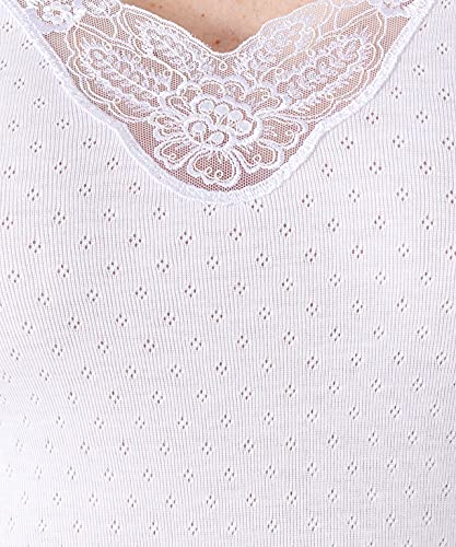 Damart - Women's Thermolactyl Long Sleeve Openwork Mesh T-Shirt, White, M - Image 3