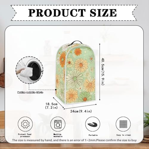 Image of Talayituse Cute Green Daisy Print Blender Dust Cover, Fingerprint Protection Cover for Stand Mixer or Coffee Machine, Home Kitchen Appliance Covers for Stain Dust Resistant Supplies