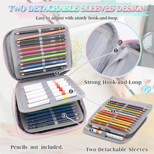 Image of VX VONXURY Large Pencil Case, 54-Slot Colored Pen Pouch 2 Removable Sleeves