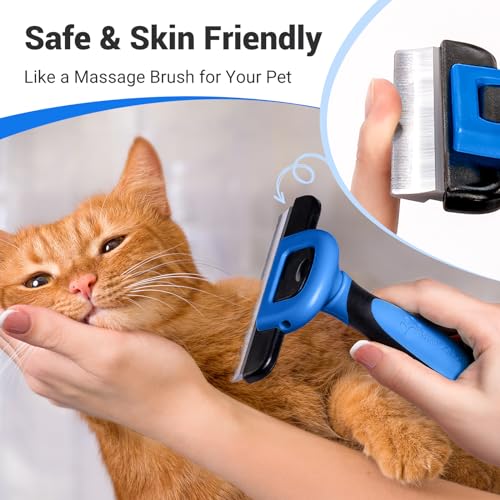 Image of MIU COLOR Pet Grooming Brush, Deshedding Tool for Dogs & Cats, Navy Blue