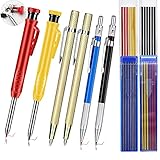 42 PCS Mechanical Carpenter Pencils Set Construction Pencils W/Marker Refills & Carbide Scriber Tool,Solid Deep Hole Woodworking Pencils Wood Marking Pencil Built in Sharpener for Architect,Welders