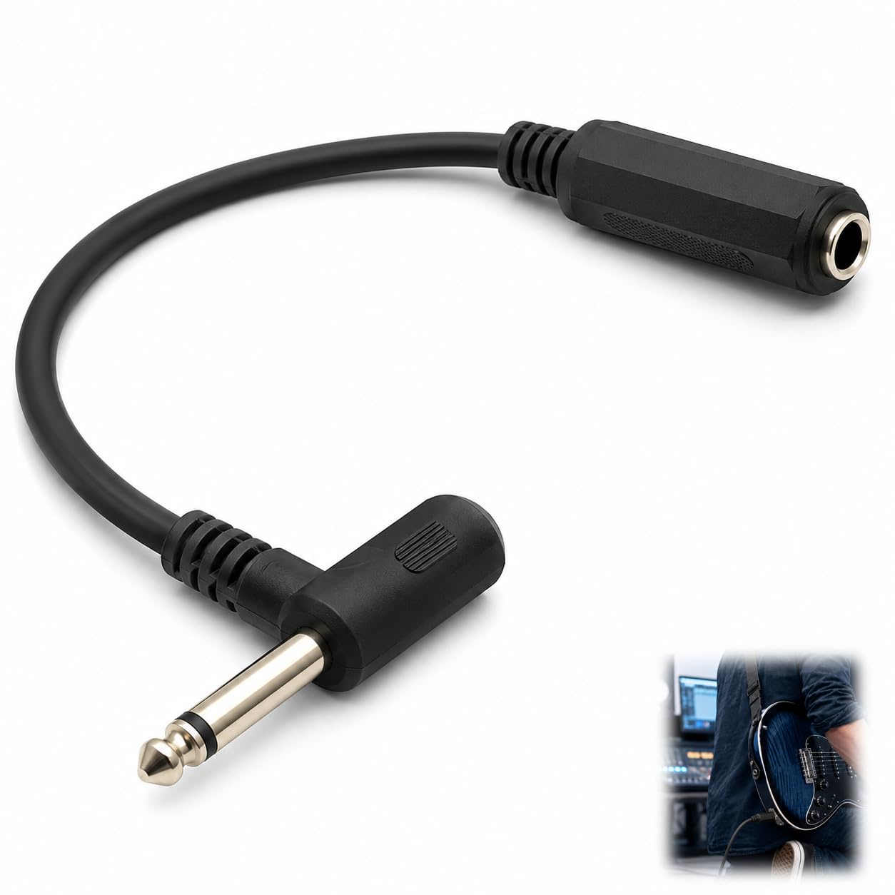 6 35 Stecker auf Buchse, Rechtwinklige 6 35 kabel Verlängerungskabel Rechtwinklig 0,5m 1/4 Zoll TS Mono Stecker Buchse Audio Kabel mit vergoldeten Kontakten für Mixer Lautsprecher Studio Equipment