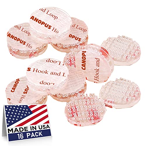 CANOPUS Double Sided Hook and Loop Tape, Reclosable Fastener, SJ3560, Heavy Duty Mounting Tape, Clear 16-PCs 1 in Diameter Circle Pack, with Box Cutter (1PC) & Razor Replacement (2PCs) Made in USA