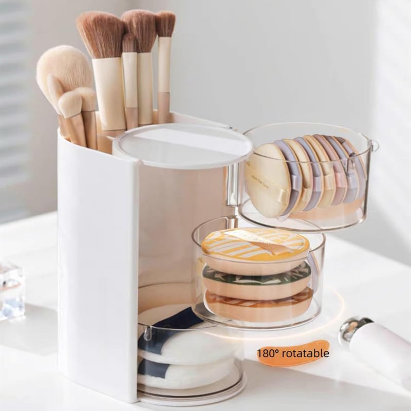 Aufbewahrungsregal für Haar-Accessoires – dreilagiges, transparentes Schmuck-Aufbewahrungsregal, um 180 Grad drehbarer Make-up-Display-Ständer, Haarspangen-Aufbewahrungsregal für