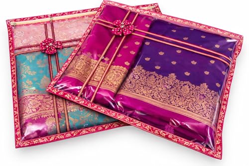 Image of RAAHII 20 piece Transparent saree cover with zip, Fancy suit packing plastic covers for sadi, duppata, clothes bags, kurti for wedding gifting or wardrobe storage organizer