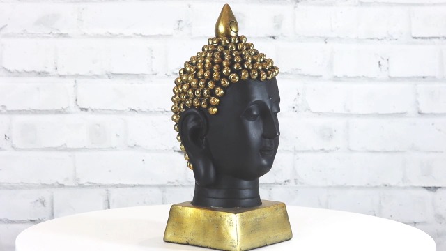Estatua Cabeza de Buda Dorada 13 in para Decoración miniatura 7