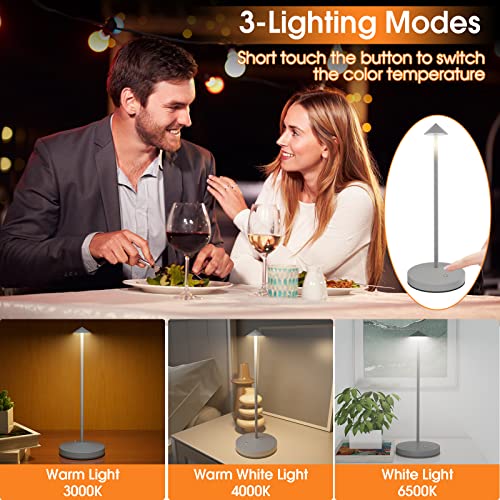 Gadtom Led Touch Cordless Table Lamp,Rechargeable Portable 5200Mah Battery Operated Table Lamp,3-Levels Brightness Dimmable Desk Lamps For Bedroom Home Reading Office Bar Cafe Patio(Grey) #TOP2