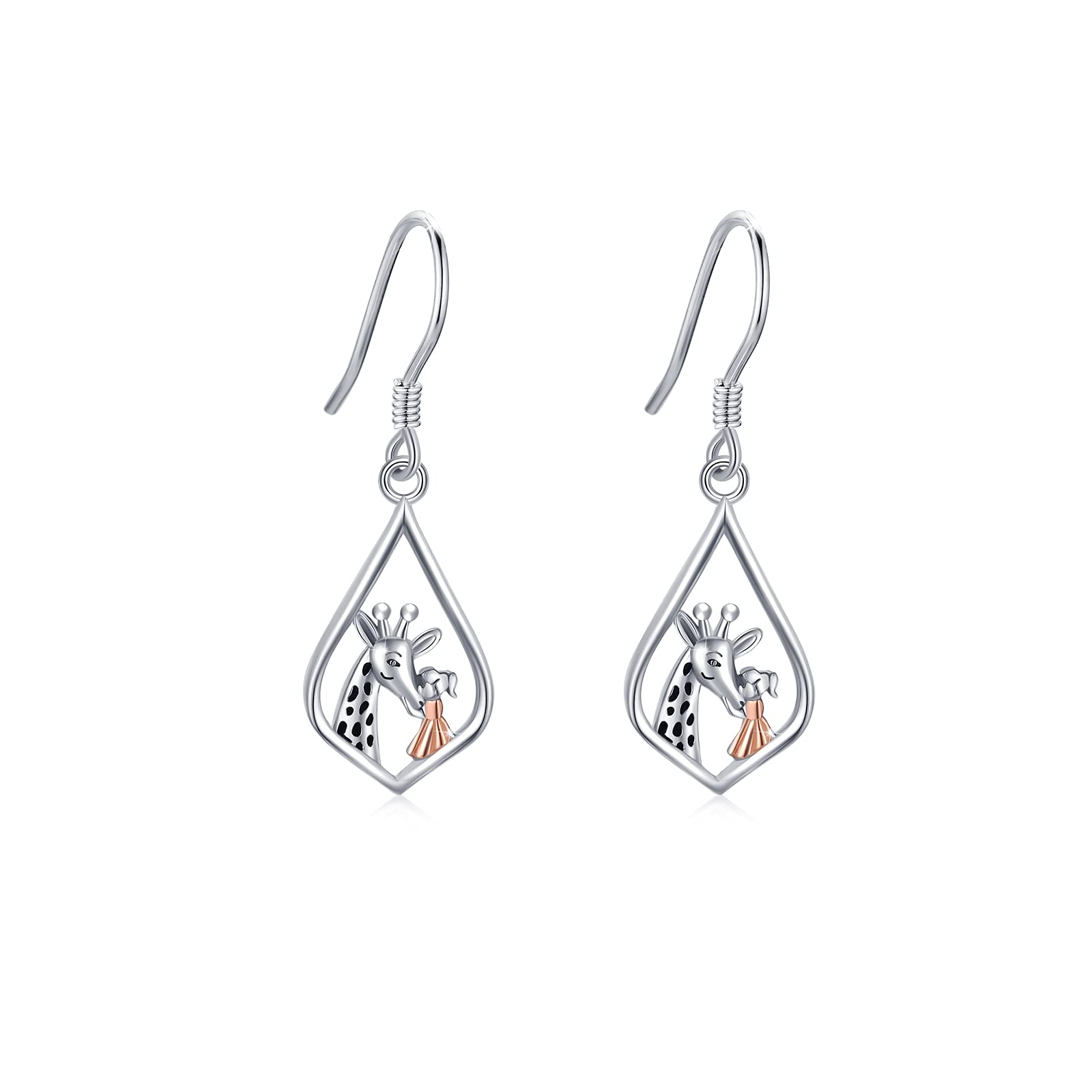 Giraffe Earrings 925 Sterling Silver Giraffe Gifts Hypoallergenic Dangle Drop Earrings for Girls Family Design/Celtic Knot Design Cute Animals Jewelry Gifts for Women Mother, Sterling Silver