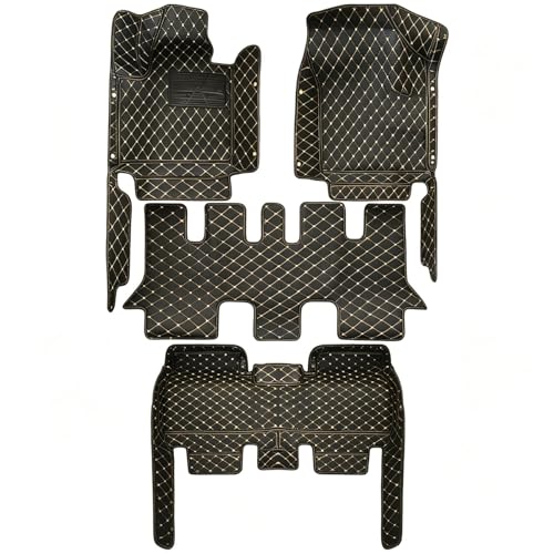 Tapis de sol véhicule Hyundai Santa Fe 7 places confort premium sur mesure noir et or
