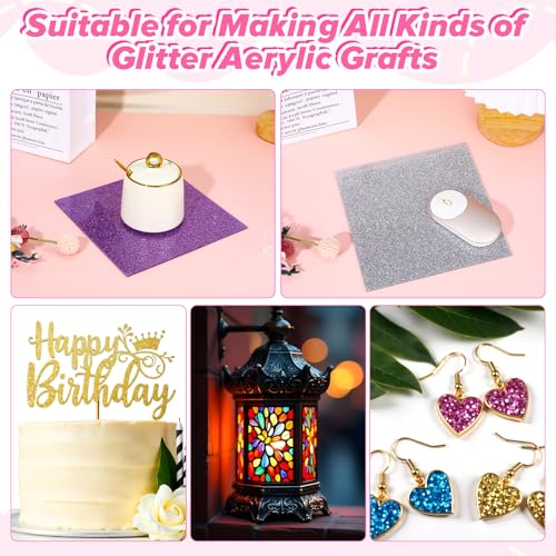 Image of Glitter Acrylic Sheets 1 /8 inch Thick 8x8in Color Acrylic Sheets for Laser Cutting, Translucent Cast Acrylic Sheets for Engraving, Invitation Blanks, Signs, Festival Decorations (8 Color, 8 inchx8 inch)