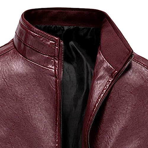 Chaqueta de cuero sintético para hombre color rojo vino miniatura 3