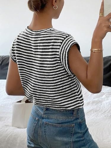 Image of Jawdrobe Women's Striped Western Top Round Neck Cap Sleeve T-Shirt for Women