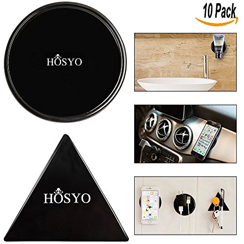 Sticky Gel Pads, HOSYO Premium Cell Pads Anti-Slip Fixate Gel Pads, can Stick to Anything with Smooth Surface, Reusable, Washable, Durable(5 Round + 5 Triangle)