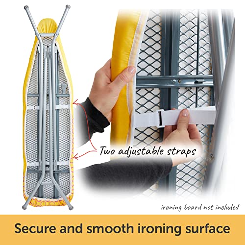 Image of oliso Ironing Board Cover and Pad - 100% Cotton - Standard 15 x 54 | Yellow, 5mm Thick Felt, Scorch Resistant, Wide Elastic Edge, Adjustable Straps, Heat Reflective