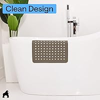 Vista 9 de GORILLA GRIP Tapete cuadrado patentado para regadera, tapete pequeño para regadera de pie, ventosas y agujeros de drenaje, lavable a máquina, suave