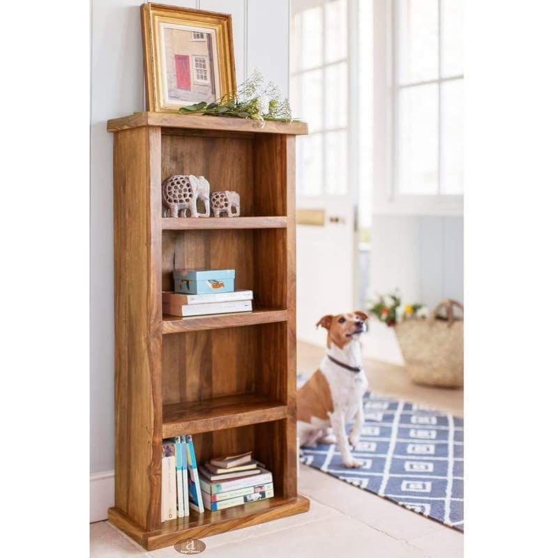 THE HOME HEAVEN INTERIOR Solid Wood Bookshelf | Bookcase | Display Floor Standing Storage Shelf for Books CDs Plants | Bookcase with 2 Drawers (Natural, 5 Shelf)-image-44