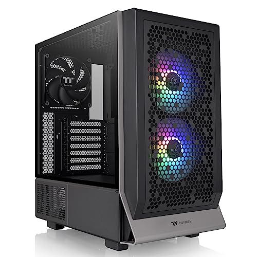 Image of Thermaltake Ceres 300 Black Mid Tower E-ATX Computer Case with Tempered Glass Side Panel; 2xCT140 ARGB Fan Preinstalled; Rotational PCIe Slots; CA-1Y2-00M1WN-00; 3 Years Warranty
