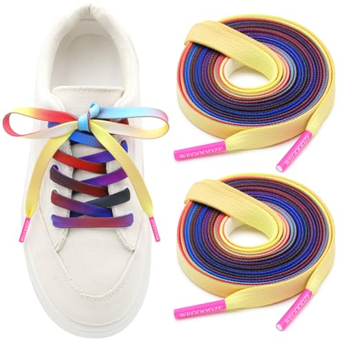Lacets arc-en-ciel plats 8 mm : remplacez vos lacets usés par du dégradé