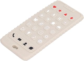 Baby Bright Mobile Phone Teether, Silicone Chew Toy for Color Recognition and Sensory Development, Soft and Durable (Beige)