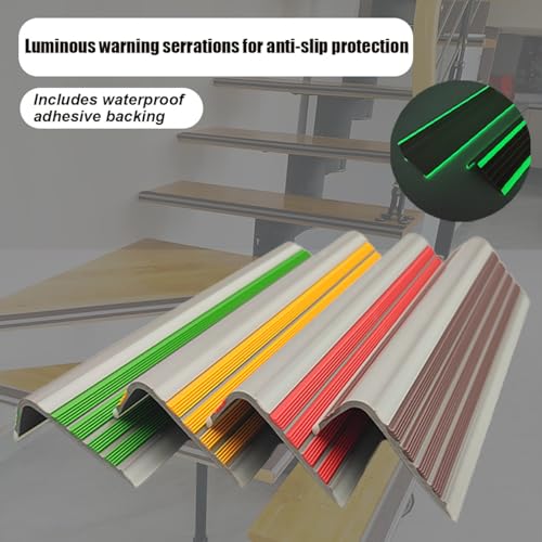 Striscia di sicurezza per scale, autoadesiva, in gomma, antiscivolo, 5 x 2,5 cm, striscia di sicurezza per scale, colore rosso, lunghezza 1 m