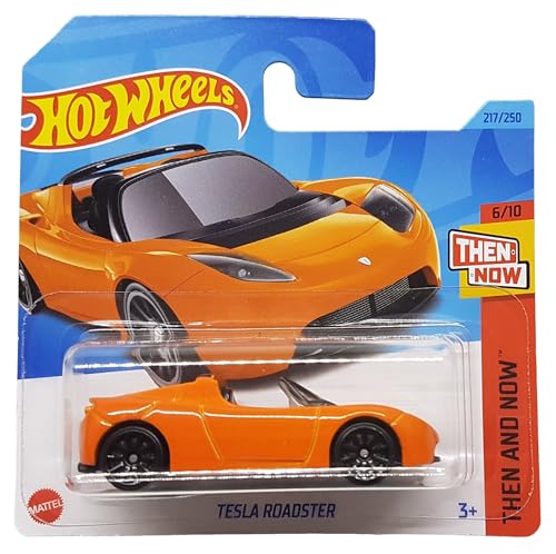 Hot Wheels - Tesla Roadster - Then and Now 6/10 - HKJ44 - Short Card - Cabriolet - Orange - Mattel 2023