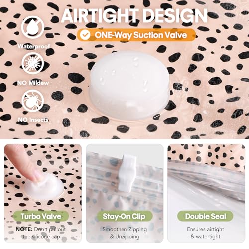 10 Pack Travel Vacuum Storage Bags with Electric Pump, 2 Large + 4 Medium + 4 Small Vacuum Sealer Bags, 80% Space Saver Bags for Luggage, Comforters and Blankets, Travel Essentials(Beige Leopard) - Image 5