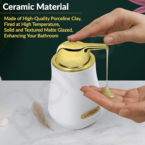 Image of Plantex Ceramic Bathroom Set - Soap Holder for Bathroom /Liquid Soap Dispenser /Tumbler Holder /Toothbrush Holder /Handwash Dispenser - 3 Pcs Set
