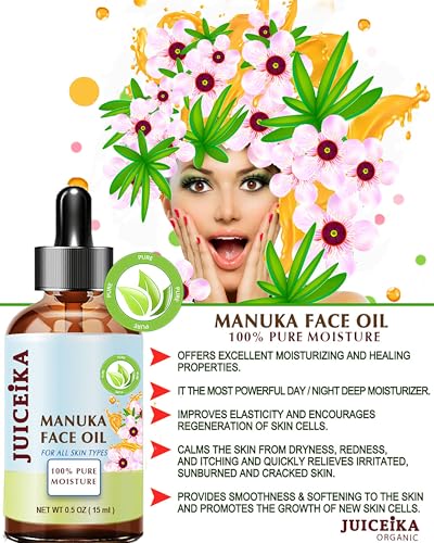 Juiceika MANUKA OIL Australian 100% Pure. Face Moisturizer Anti-Aging Face Oil for Face, Skin, Hair, Lip and Nail Care 1 Fl Oz - 30 ml
