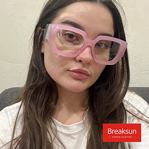 Image of Breaksun Thick Frame Blue Light Glasses for Women Men Fashion Oversized Square Computer Gaming Eyeglasses